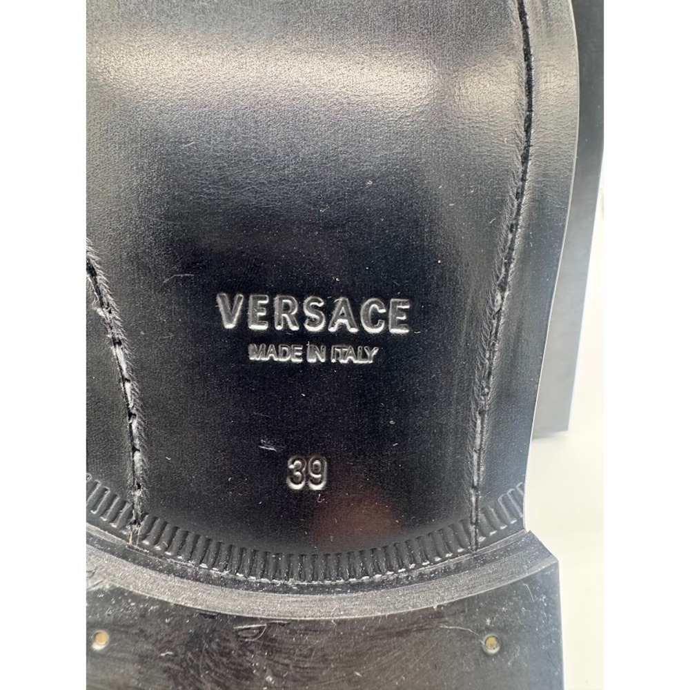 Versace Medusa Biggie White Leather Mule Loafers Gold Hardware IT 39 US 9 NEW - Picture 13 of 14